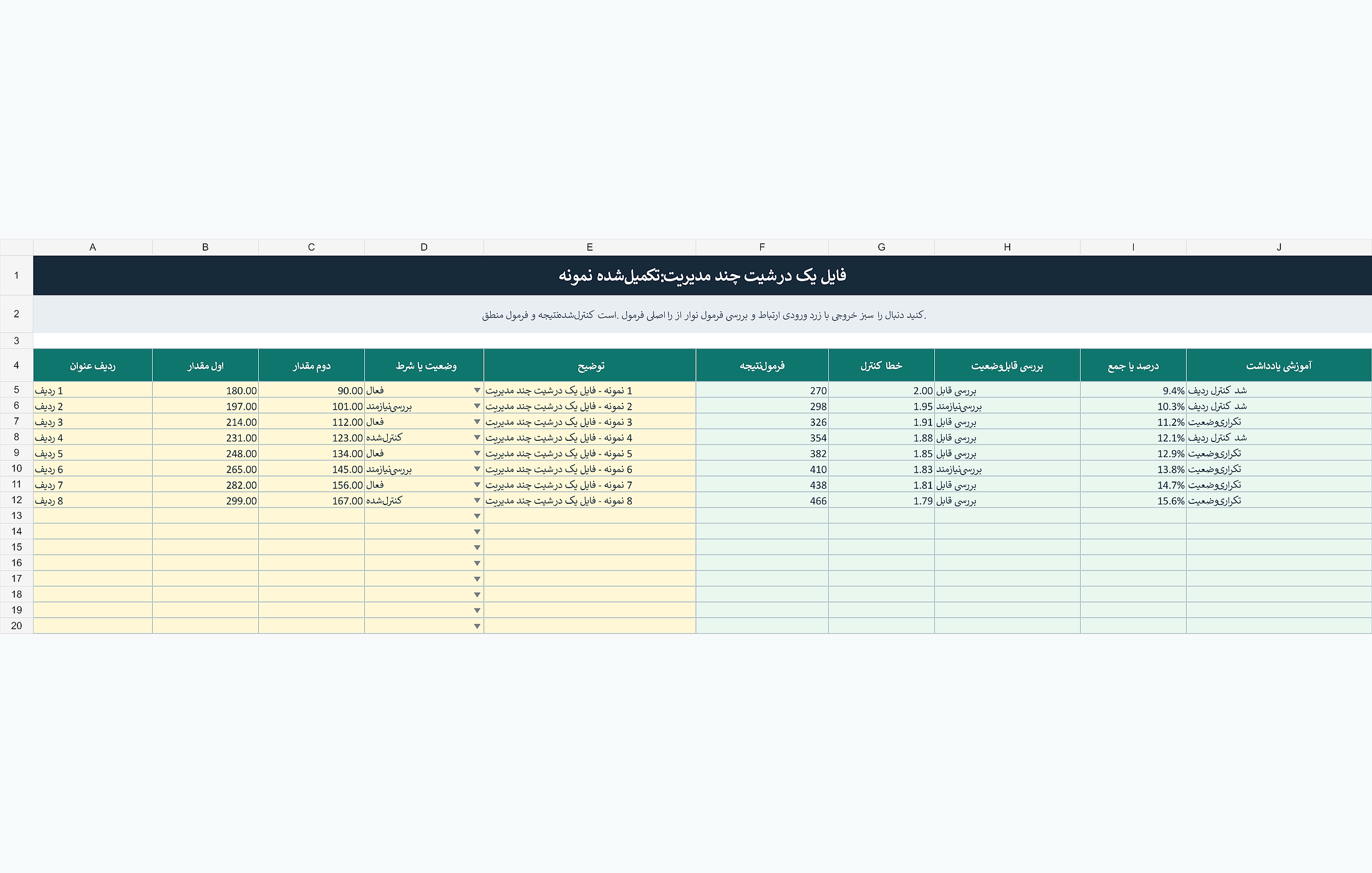 پیشنمایش خوانای آموزش مدیریت چند شیت در یک فایل در اکسل