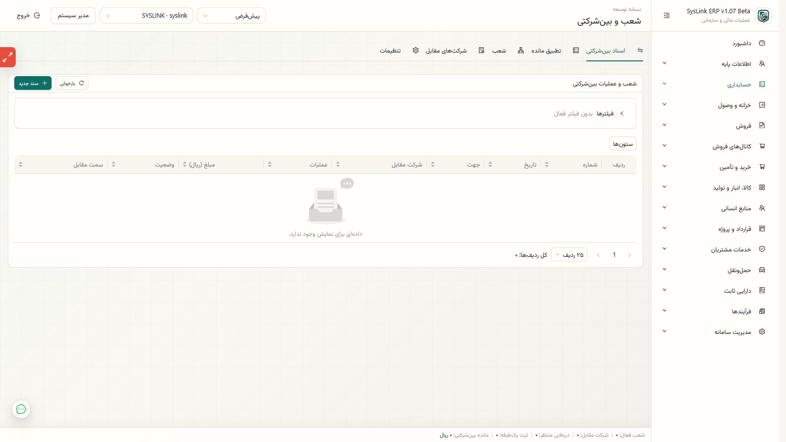 آمادهسازی برگشت، ابطال و گزارش اسناد بینشرکتی